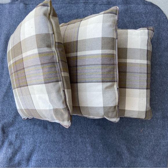 Set of Three Gray Plaid Accent Pillows. 20”x20” - Picture 2 of 4